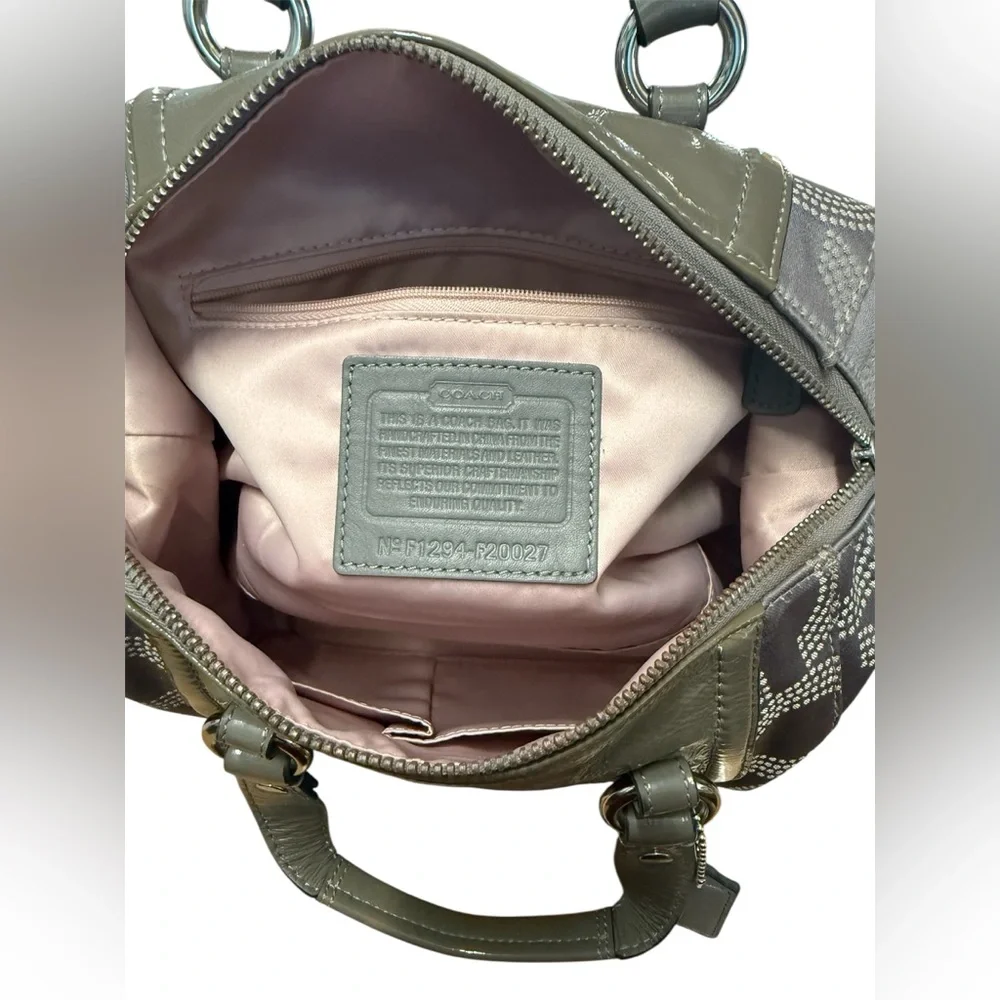 Coach Ashley Dotted Op Art Grey Canvas Satchel - Picture 3 of 8